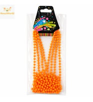 Neon Turuncu Boncuk Kolye 80 cm – Retro 80’ler 90’lar Parti Aksesuarı