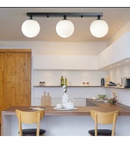 Rsylight Metal Modern Siyah Opal Camlı Tavan Plofyoner 3 LüTavan Avize