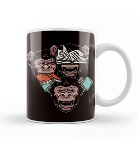 See Speak Hear No Evil Japan Monkeys Gorilla Books Emoticon Kupa Bardak Porselen