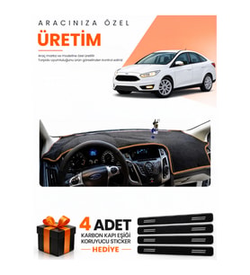 FORD FOCUS 3.5 SEDAN (2014-2018) Uyumlu Torpido Koruma Örtüsü Oto Kılıfı - Siyah Kahverengi