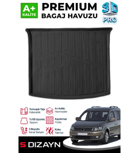 S-Dizayn VW Caddy 3D Pro Bagaj Havuzu 2010-2015 A+ Kalite