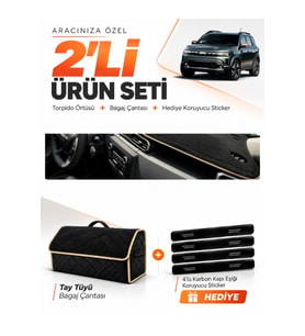 e-biz DACİA DUSTER 3 NESİL (2024-2026) Uyumlu Torpido Örtüsü + Tay Tüyü Çanta - Siyah-Bej - DA011