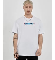 Erkek Kısa Kol Yazlık Tişört Bisiklet Yaka Baskılı Oversize T-Shirt - Beyaz