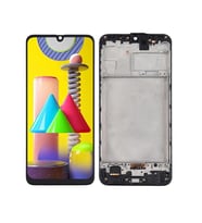 Samsung Galaxy M31 M315F ile Uyumlu Oled Ekran Dokunmatik Çıtalı (Siyah)