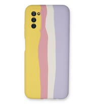 Galaxy A03S Kılıf Ebruli Lansman Silikon - Sarı-Mavi