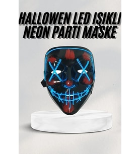 Led Işıklı Neon Maske Cadılar Bayramı Maskesi Korkunç Korku Maskesi