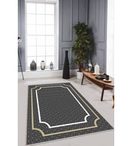 Antrasit Çerçeveli Kaymaz Tabanlı Dekoratif Halı RV063 - 100 x 160 cm