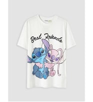 LCW Kids Beyaz Stitch Ve Angel Baskılı Kız Çocuk Tişört