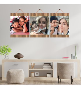 Anneler Gününe Özel Hasır İpli 3lü Ahşap Tablo