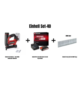 Einhell Set-40(Einhell TE-CN18/32 LiAkülü Çivi Tabancası+2,5 Ah Akü, Şarj Cihazı+25mm Çivi Seti)