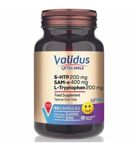 Validus Extra Smile 5HTP 200 mg + L-Tryptophan 200 mg + Sam 400 mg 30 Kapsül
