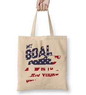 My Goal Is To Deny Yours Goalie USA Flag Patriotic Bez Çanta Uzun Saplı