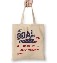 My Goal Is To Deny Yours Goalie USA Flag Patriotic Bez Çanta Uzun Saplı