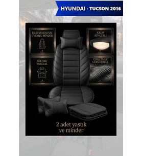 hyundai tucson 2016 Koltuk ve Kılıf uyumlu Yastık Minder Siyah Lüks 2 Minder 2 Yastık