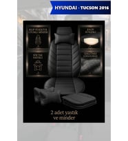 hyundai tucson 2016 Koltuk ve Kılıf uyumlu Yastık Minder Siyah Lüks 2 Minder 2 Yastık
