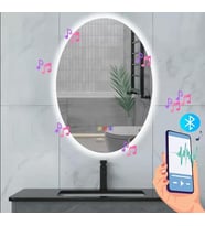 60x80(h) cm Bluetoothlu Buğu Çözücülü Dokunmatik Işıklı Ledli Elips Banyo Aynası