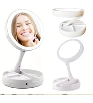 USB LED Işıklı Çift Yönlü Katlanabilir Makyaj Aynası