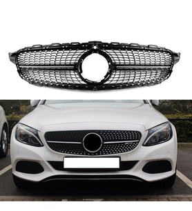 S-Dizayn Mercedes C-Class W205 Ön Panjur Parlak Siyah Piano Black Diamond Model 2019 Üzeri (Karışık)