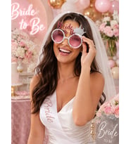 Bride Gözlük Bride to be yazılı şeffaf taçlı Pembe Parti Gözlüğü