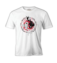 Koi Fishes in a Floral Circle Beyaz Erkek Tshirt