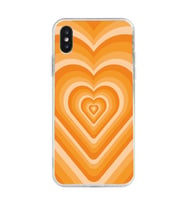 Iphone X ve XS Uyumlu Turuncu Kalp Tasarımlı Şeffaf Telefon Kılıfı