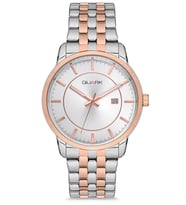 QUARK Qc-424Rg-7A METAL KASA ÇELİK KORDON TAKVİMLİ ERKEK KOL SAATİ (Gümüş)