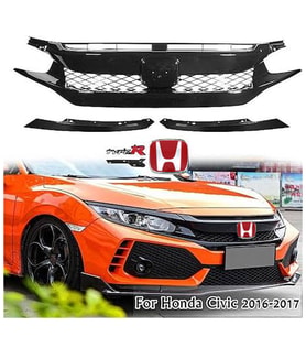 Honda Civic FK7 Typer Ön Panjur Ve Far Kaşları Siyah