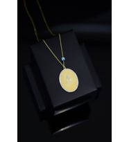 925 Ayar Gümüş Gold Kaplama Gözlü A Harfli Plaka Kolye
