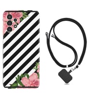 Samsung Galaxy M14 Kılıf Resimli Boyun Askılı İpli Desenli Silikon Strip Flowers 2 1409