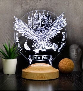İsimli Baykuş 3D Led Lamba, Hediye Baykuş Gece Lambası Hediyelik
