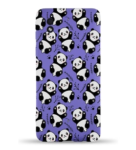 Samsung Galaxy A01 Core Uyumlu Lansman Kılıf Panda Tasarımlı İçi Kadife Kapak-Mor (Şeffaf)