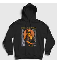 Presmono Unisex Siyah Poster Gitarist Müzik Eric Clapton Kapüşonlu Sweatshirt 477507tt