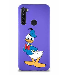 Xiaomi Redmi Note 8 Soft Premier Kapak Donald Duck-D Tasarımlı Silikon Kılıf - Mor (Şeffaf)