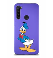 Xiaomi Redmi Note 8 Soft Premier Kapak Donald Duck-D Tasarımlı Silikon Kılıf - Mor (Şeffaf)