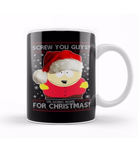 South Park Cartman Screw You Guys Christmas Knit Pattern Kupa Bardak Porselen