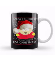 South Park Cartman Screw You Guys Christmas Knit Pattern Kupa Bardak Porselen