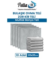 10’lu Hijyenik Bulaşık Ovma Teli- Çift Katlı Zor Kir ve Yağ Çözücü (20x20 cm)