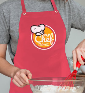 BK Gift Kişiye Özel İsimli Chef Tasarımlı Profesyonel Kırmızı Mutfak Önlüğü, Aşçı Önlüğü, Şef Önlüğü, Arkadaşa Hediye-1