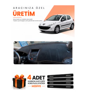 PEUGEOT 206+ (2009-2013) Uyumlu Torpido Koruma Örtüsü Oto Kılıfı - Siyah