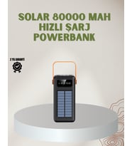 Powerbank Solar Fenerli Çoklu Kablolu Taşınabilir Şarj Aleti
