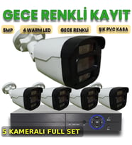 XMPro 5 KAMERALI İNSAN ARAÇ YÜZ ALGILAYAN GECE RENKLİ GÖSTEREN PLASTİK KASA GÜVENLİK KAMERA SETİ