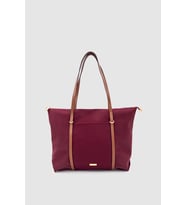 Velie Paraşüt Kumaş Şeritli Shopper Çanta Taba