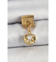 316L Çelik Sallantılı Zirkon Taşlı İstiridye Model Gold Renk Nomination Charm - SSSSSS7755-3