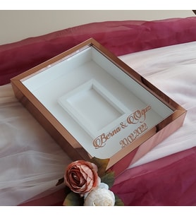 30x40 Cm Rose Pleksi Kaplı Fotoğraf Alanlı Model Tasarım Gül Kutusu Anı Çerçevesi! Ayna Çerçeve!(Fotoğraf Hediye)