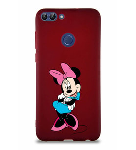 Huawei P Smart Soft Premier Kapak Minnie Mouse-D Tasarımlı Silikon Kılıf - Mürdüm (Şeffaf)