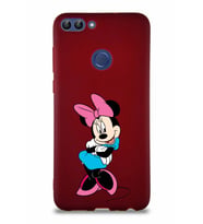Huawei P Smart Soft Premier Kapak Minnie Mouse-D Tasarımlı Silikon Kılıf - Mürdüm (Şeffaf)