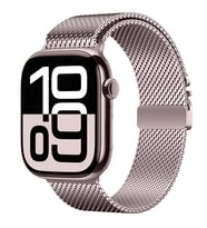 Apple Watch 7/8/9 41mm Kordon Titanyum Kelebek Klipsli Milano Loop 121 (Pembe)