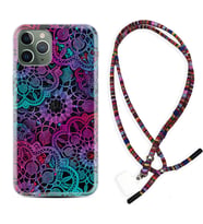 Apple iPhone 11 12 13 14 Pro Max Kılıf Boyun Asklı Rasta Silikon Colurful Mandala 1667