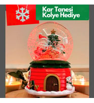 Yılbaşı Kar Küresi Otomatik Işıklı Müzikli Piller + Kolye ve Hediye Paketiyle Gönderim