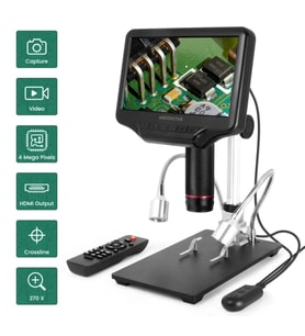 Ekranlı Mikroskop 4MP HDMI/USB 3D 7 inç Dijital Mikroskop Uzaktan Kumandalı Laboratuvar Malzemesi